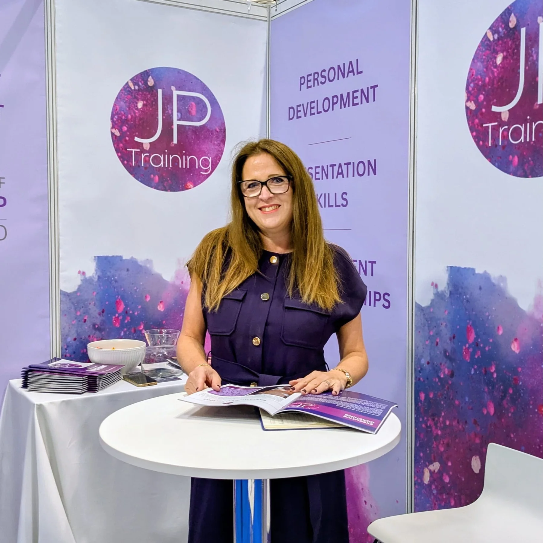 Jess Pressland at a JP Training exhibition stand