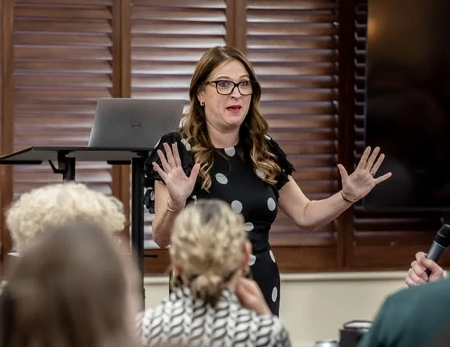 Jess Pressland speaking at an event